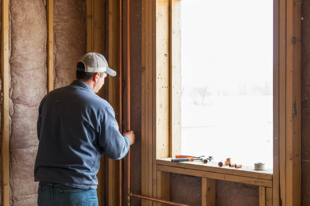 Licensed plumber running new copper supply lines in a Wallops Island home