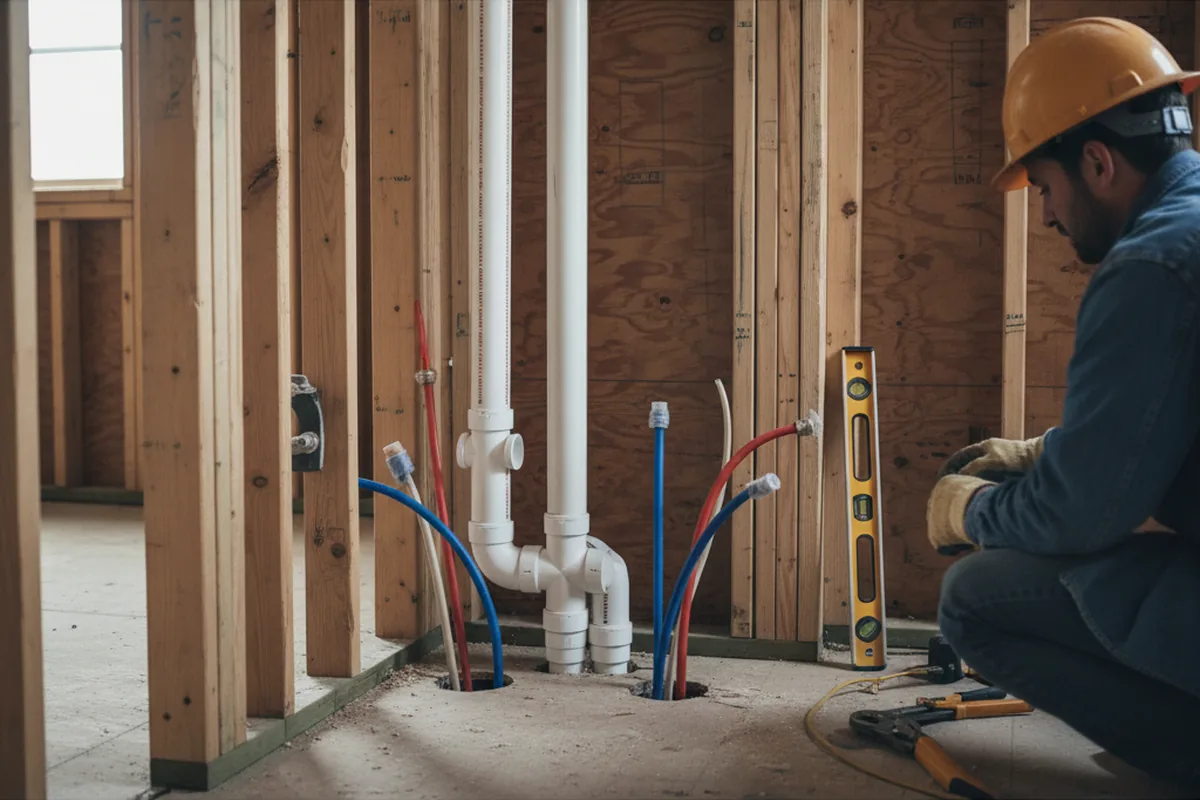 Drain and supply rough-in during Drain Cleaning in Wallops Island